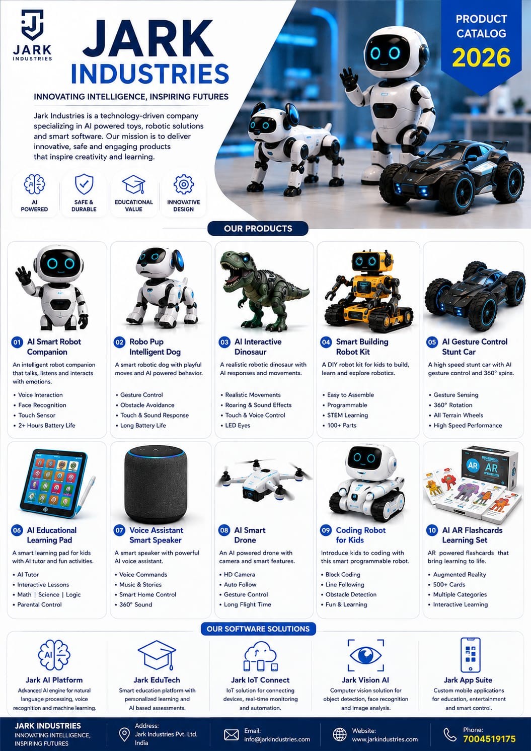 JARK INDUSTRIES Product Catalogue 2026 cover with the full AI product range
