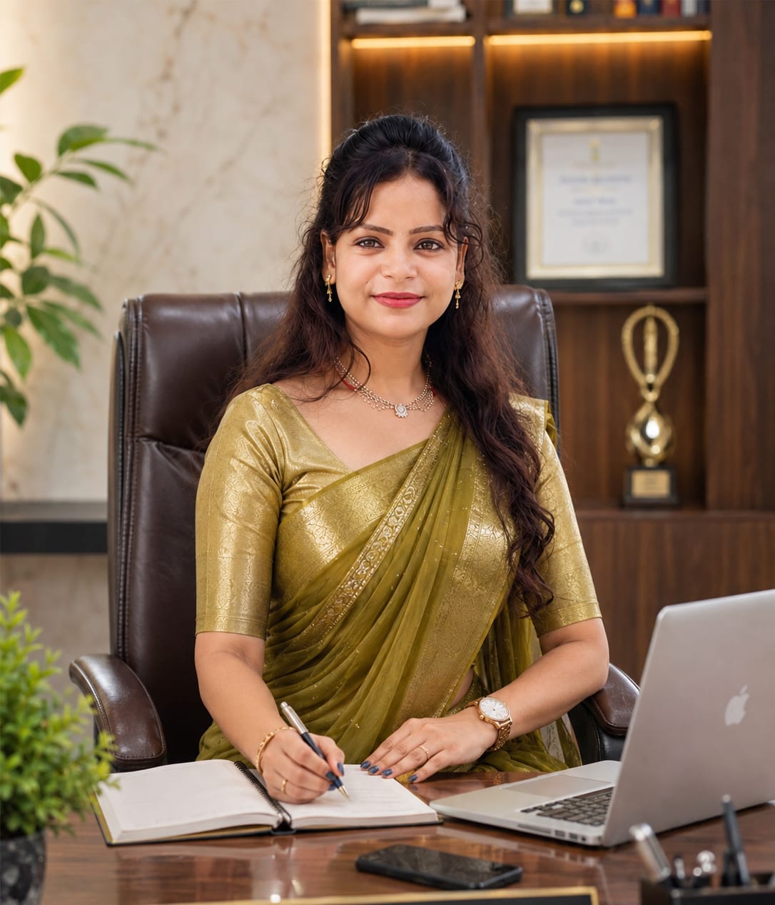 Ramnika Raj, Founder & CEO of JARK INDUSTRIES, working at her desk